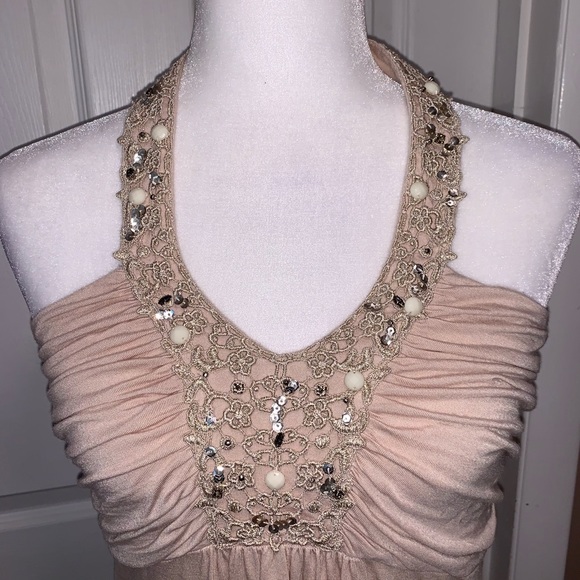 Express Crochet and Beaded Halter Top in Beige - Picture 4 of 9